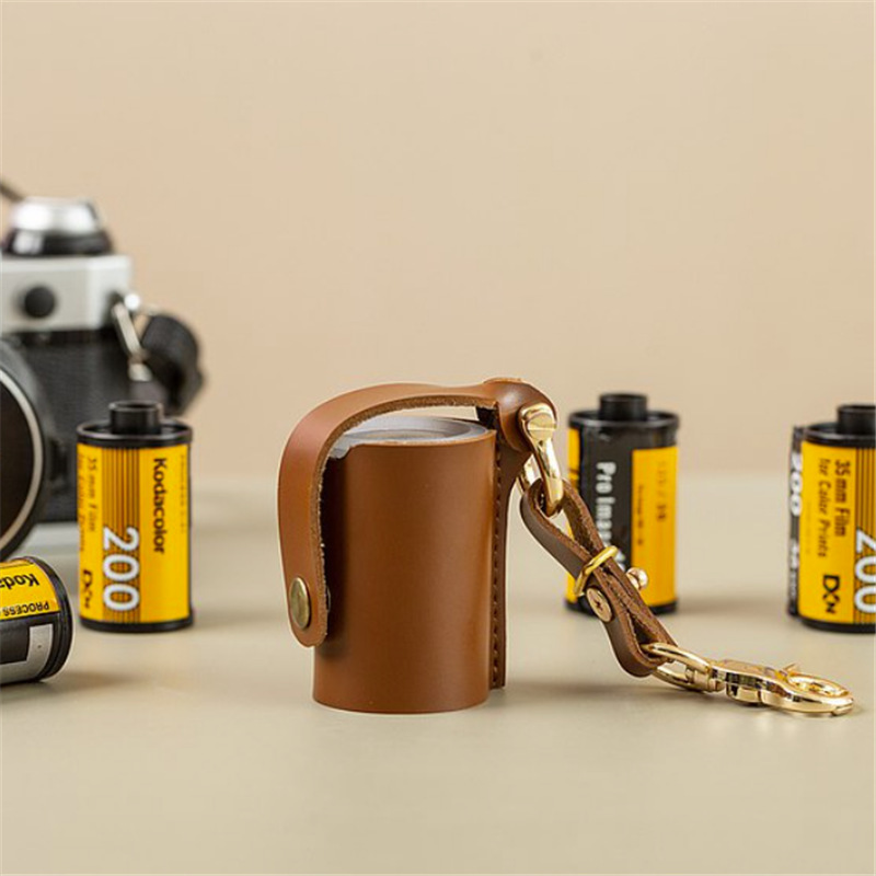 Retro Solid Color Photography Film Storage Leather Case