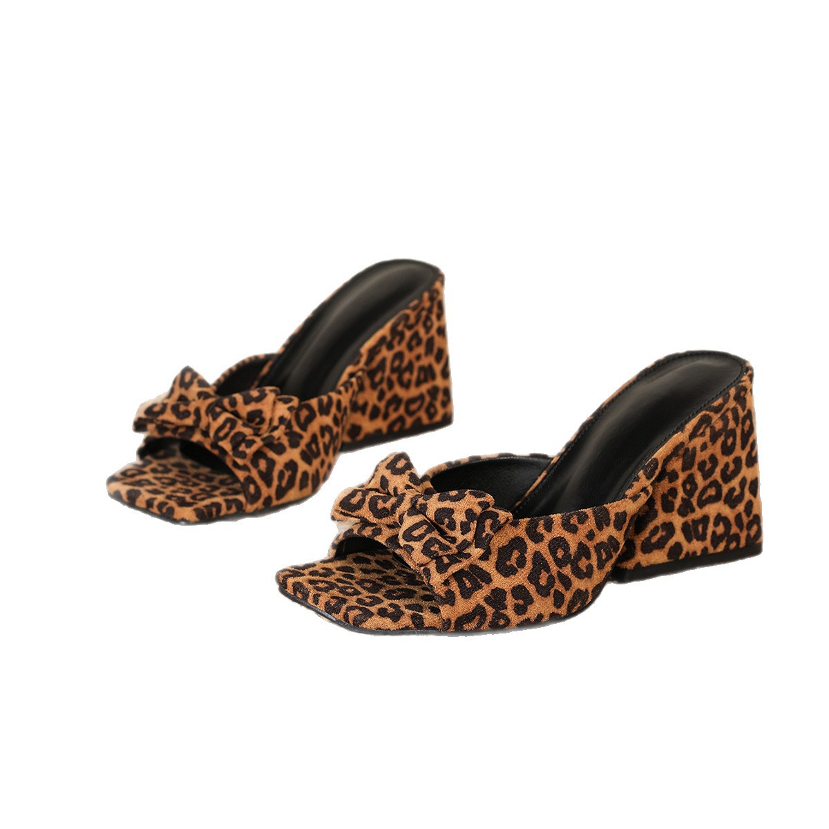 Faux Suede Square-Toe Heels