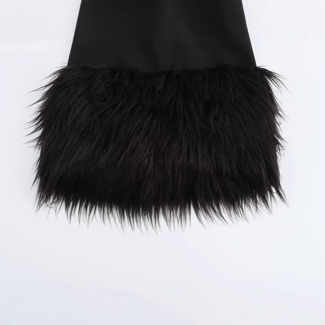 European And American Style Fashion Simple Fur Making Effect Dress