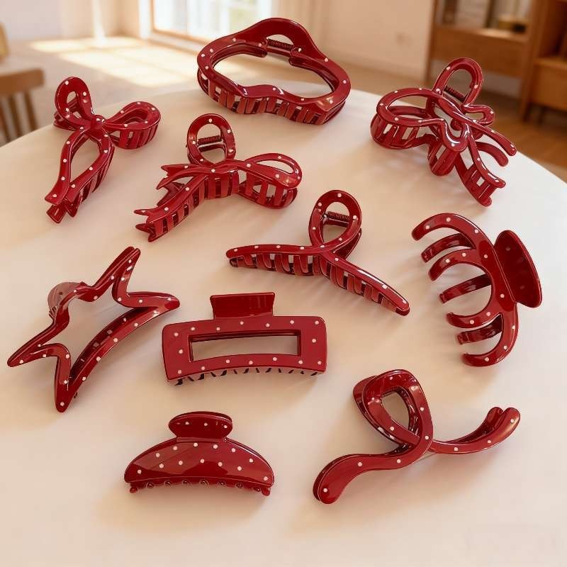 New Year Thickened Ankla Red Textured Stylish Premium Hair Clip