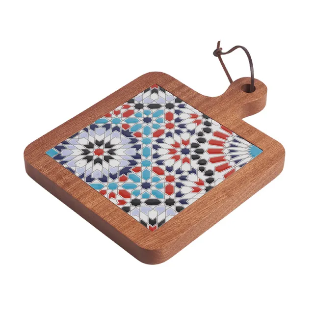 Solid Wood Vintage Tile Placemat Heat Proof Creative Anti scald Casserole Mat Large Pot Coaster A Hundred Flowers Blossom - Shop at LoveMi