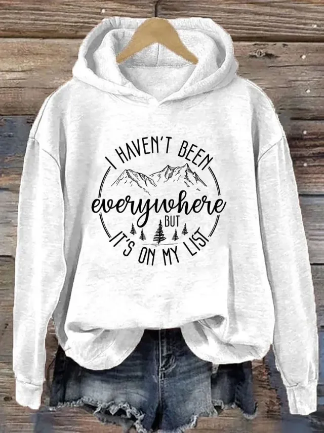 Hooded Coat Sweatshirt Printed Casual All matching Women's Wear Top White - Shop at LoveMi