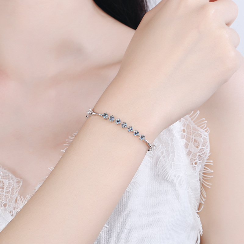 Sterling Silver Moissanite Bracelet, picture 2 of 4