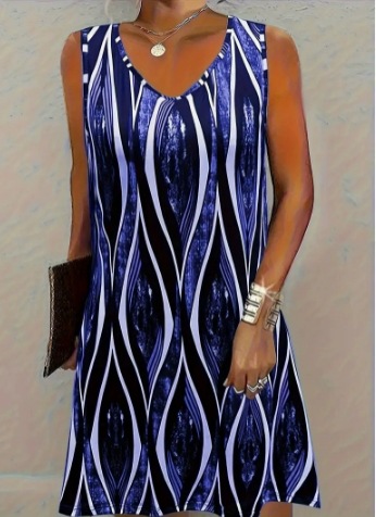 Casual Versatile And Stylish Striped V-neck Dress