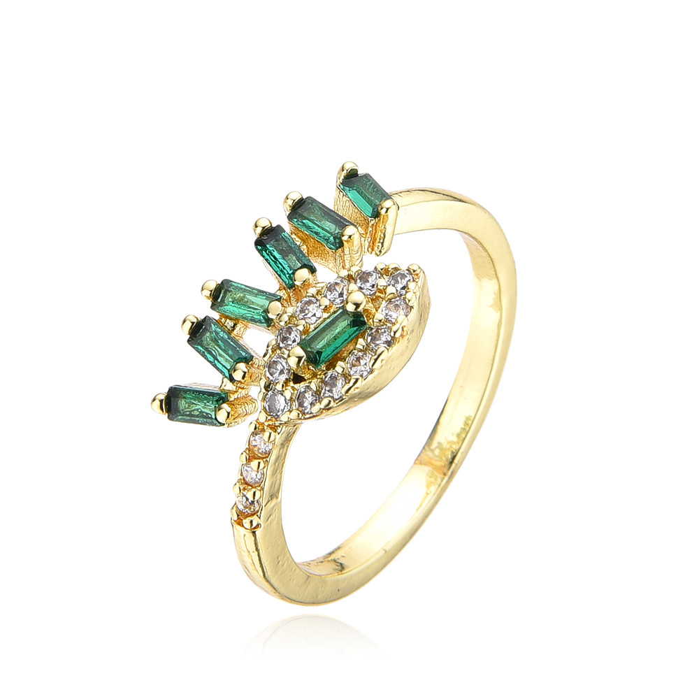 Women's Fashion Copper Inlaid Color Double Ladder Zircon Ring