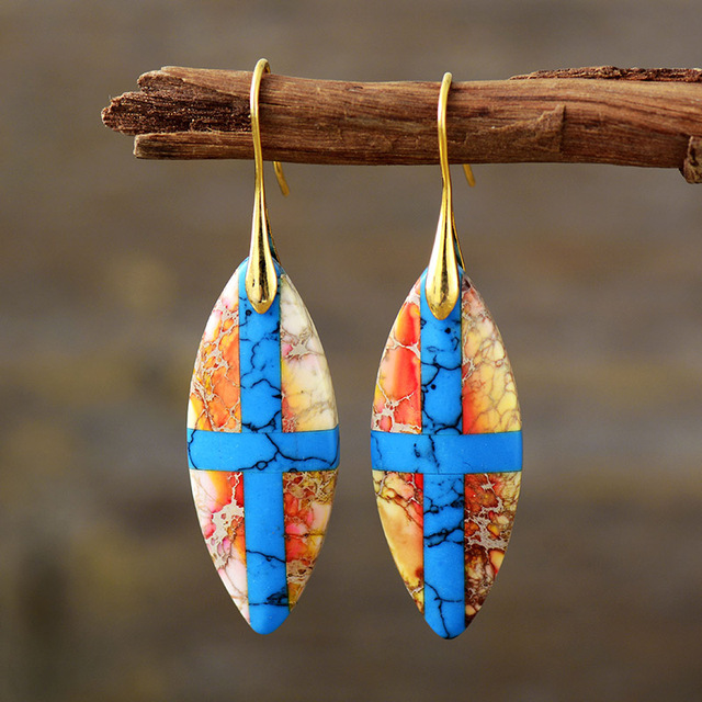 Retro Stylish Patchwork Leaf-Shaped Earrings For Women