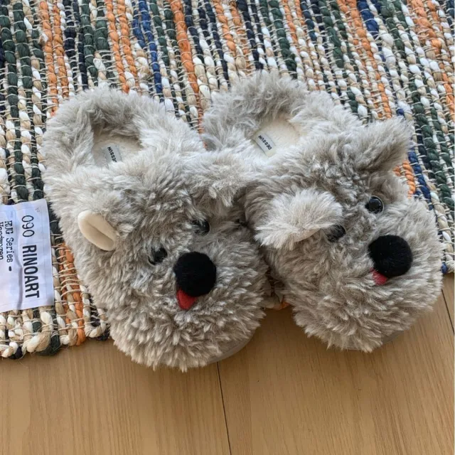 Women's Winter Plush Cartoon Puppy Cotton Slippers Gray - Shop at LoveMi