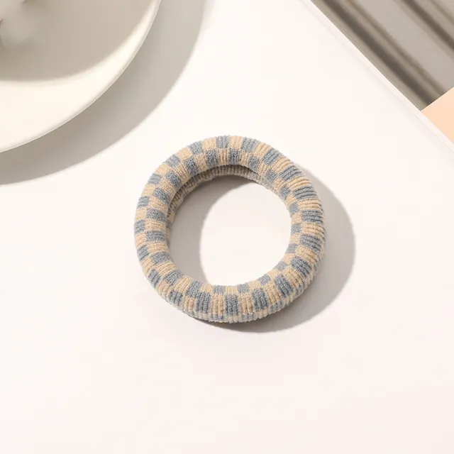 Towel Coarse Rubber Strap Simple Hair Ring Plaid, Blue - Shop at LoveMi