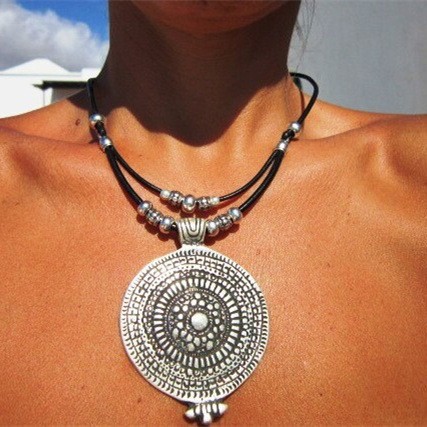 Silver-Tone Round Tag Necklace, picture 3 of 5