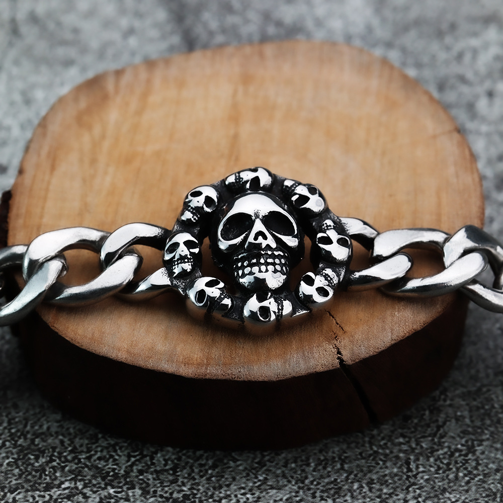 Nordic Viking Men's Skull Titanium Steel Bracelet