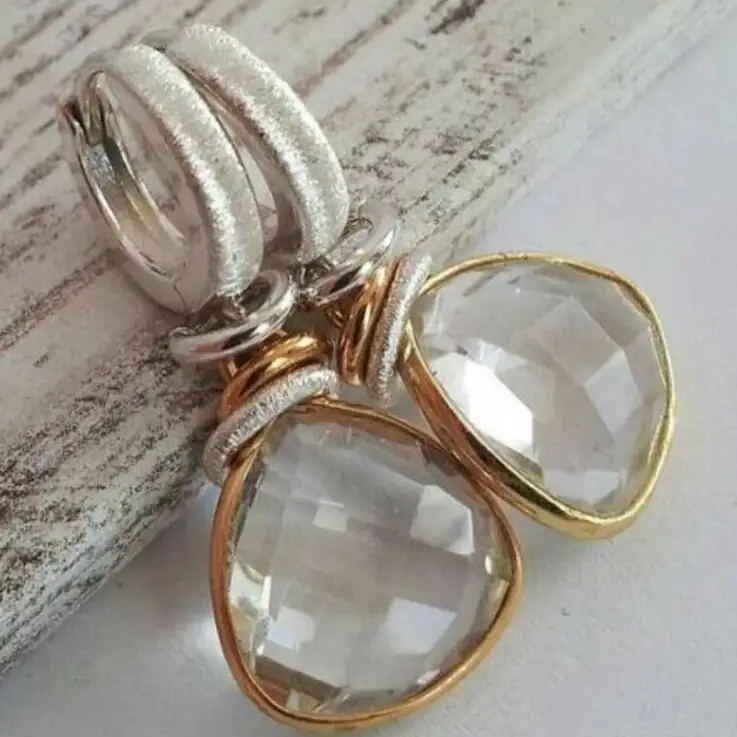 Fashion Geometry Pattern Heavy Industry Two-tone Brass Eardrops
