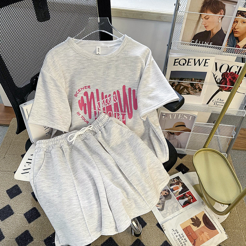 Short Sleeve Shorts Loose Leisure Sports Can Be Worn Outside Trendy Two-piece Suit