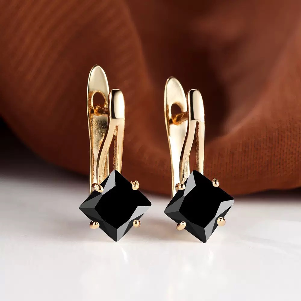 Stylish New Purple Zircon Geometric Earrings