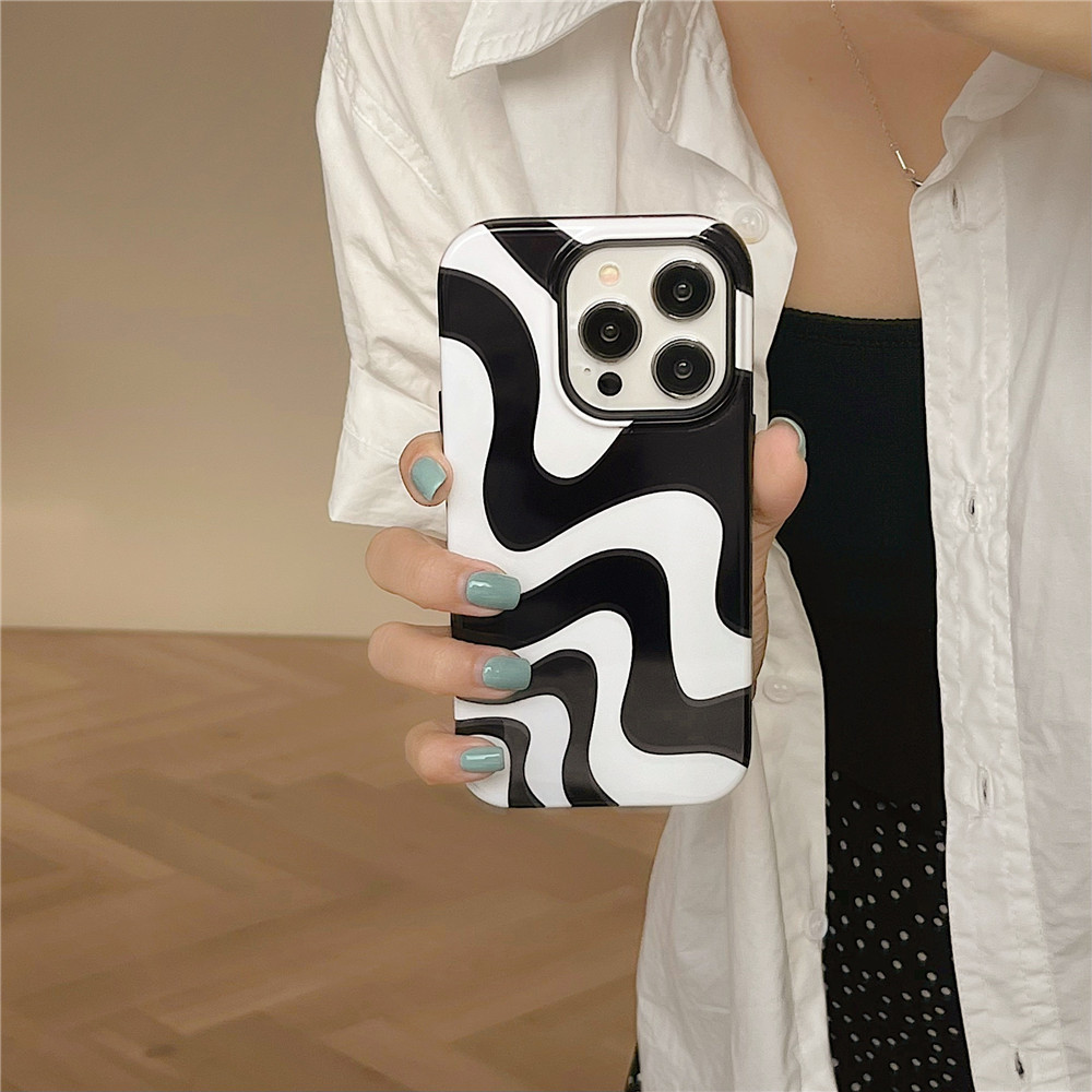 Ins Black And White Irregular Stripes Phone Case - Image 12