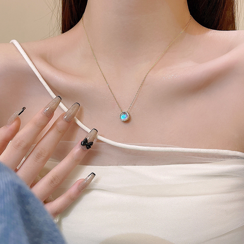 Light Luxury Minority Blue Zircon Dream Starry Sky Necklace