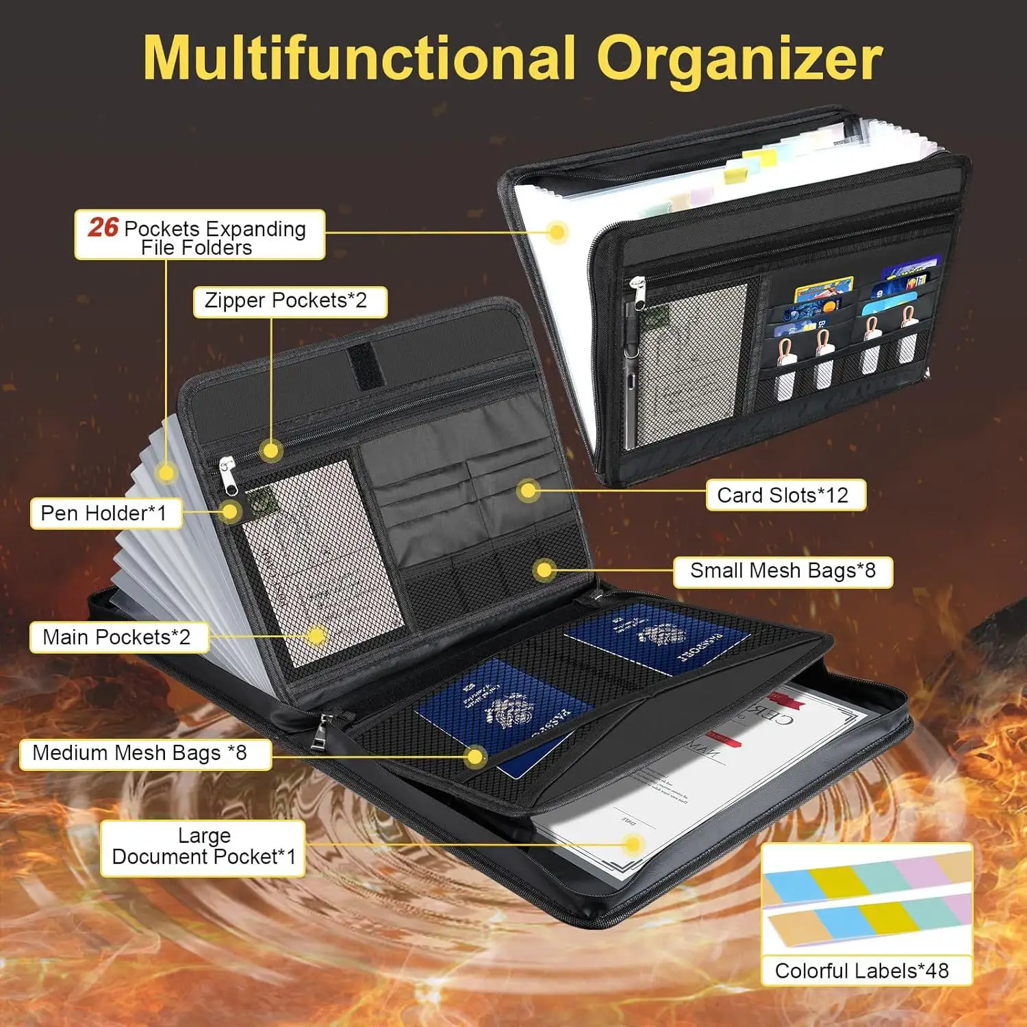Waterproof And Fireproof File Bag Foldable Organ