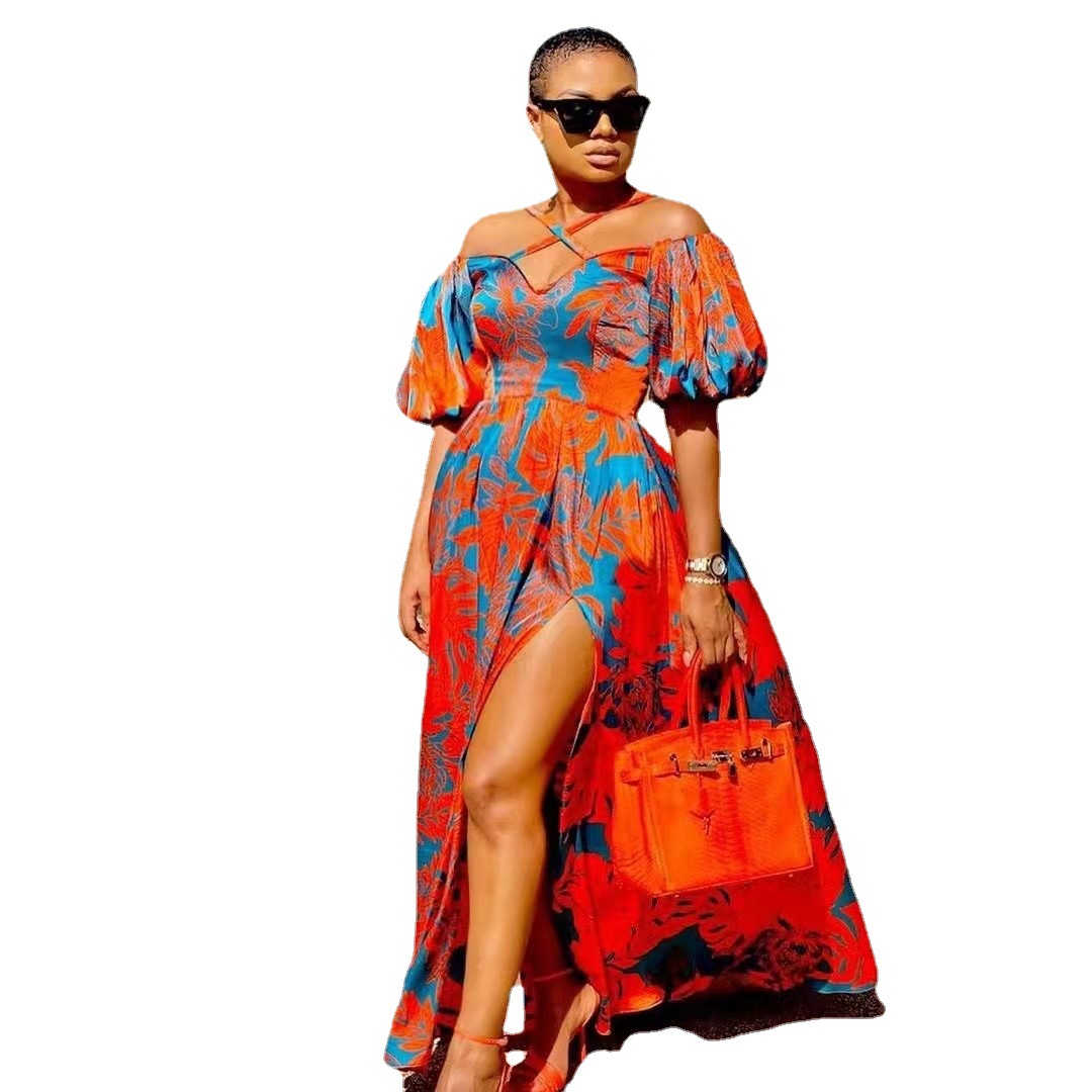 Women's Fashionable Printed Tube Top Halter Dress