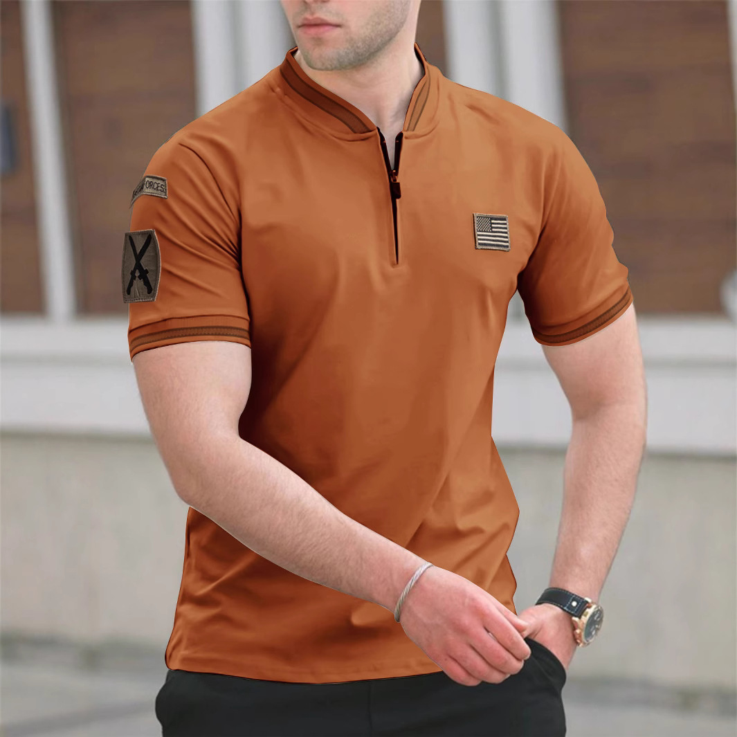 Casual Stand-Up Collar T-Shirt Men's Polo Shirt 3