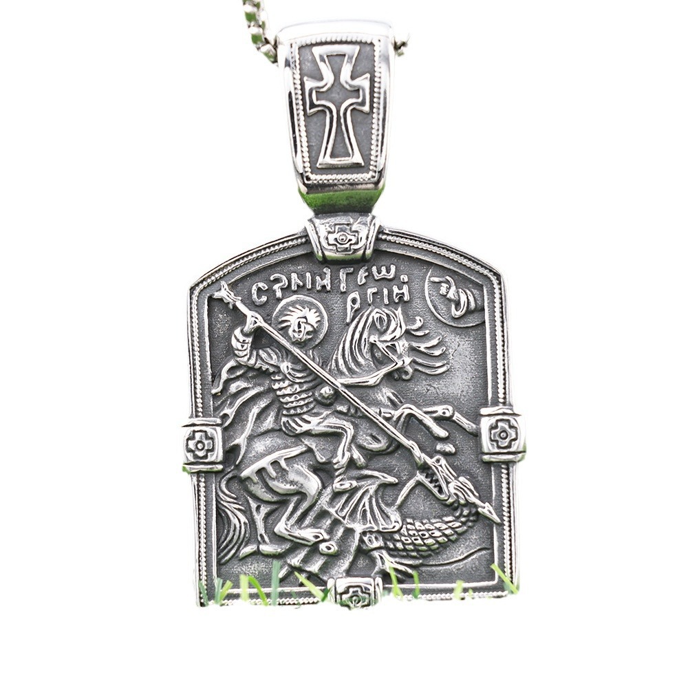 Nordic Mythology Retro Viking Style Cross Knight Stainless Steel Polished Tag