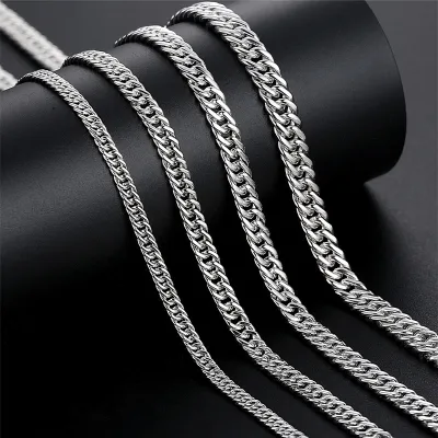 Curb Chain Pure Silver 990 Cuban Necklace Men's Thick Type