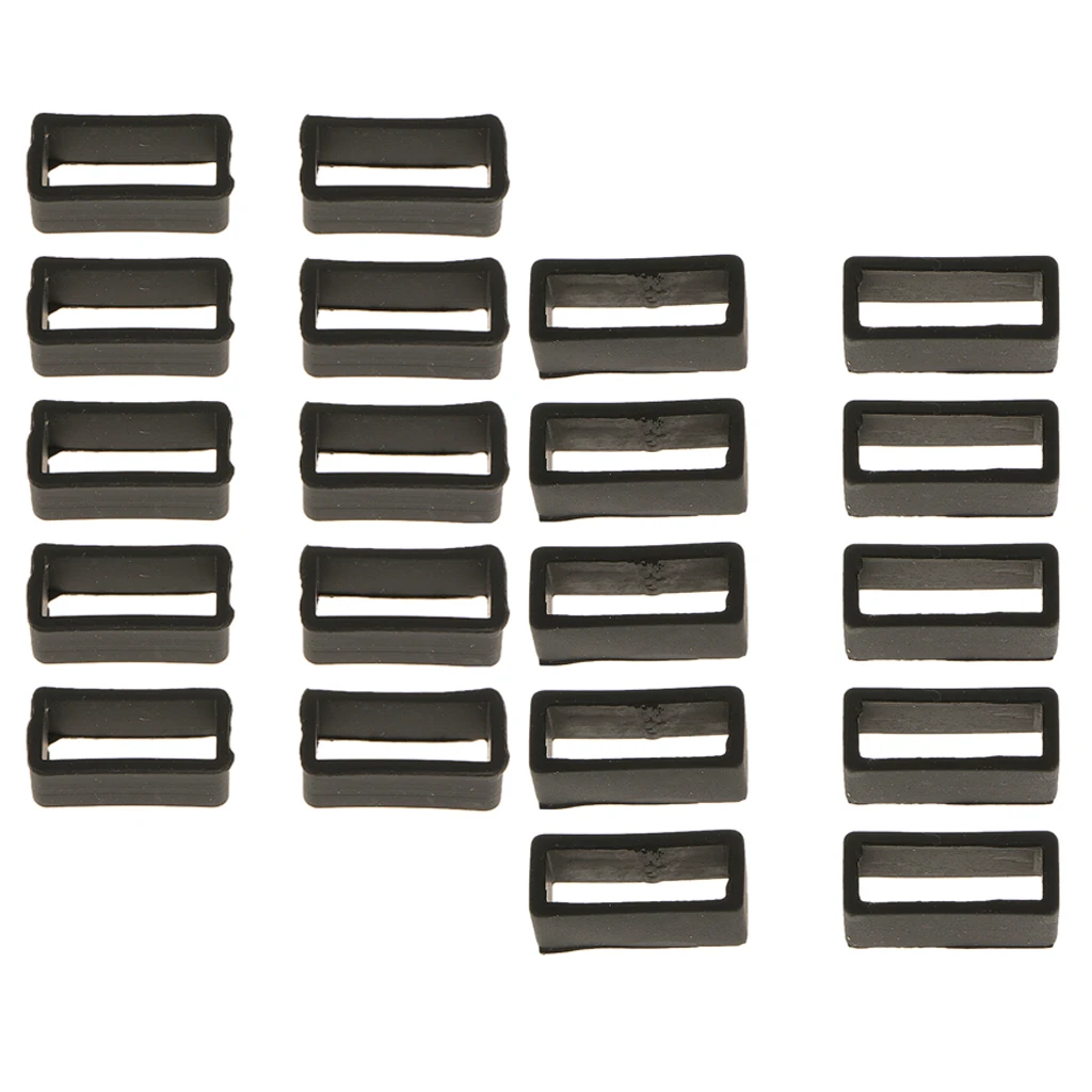 20 Pieces Rubber Replacement Keeper Loops  Strap End Holder Black