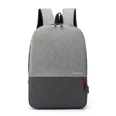 Fashion Commuter Backpack Outdoor Casual Lightweight Simple Laptop Bag - Grey - View 1