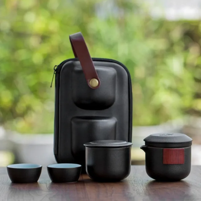 One Pot Two Cups Anti scald Ceramic Tea Brewing Cup Cup And Tea Pot Black - Shop at LoveMi