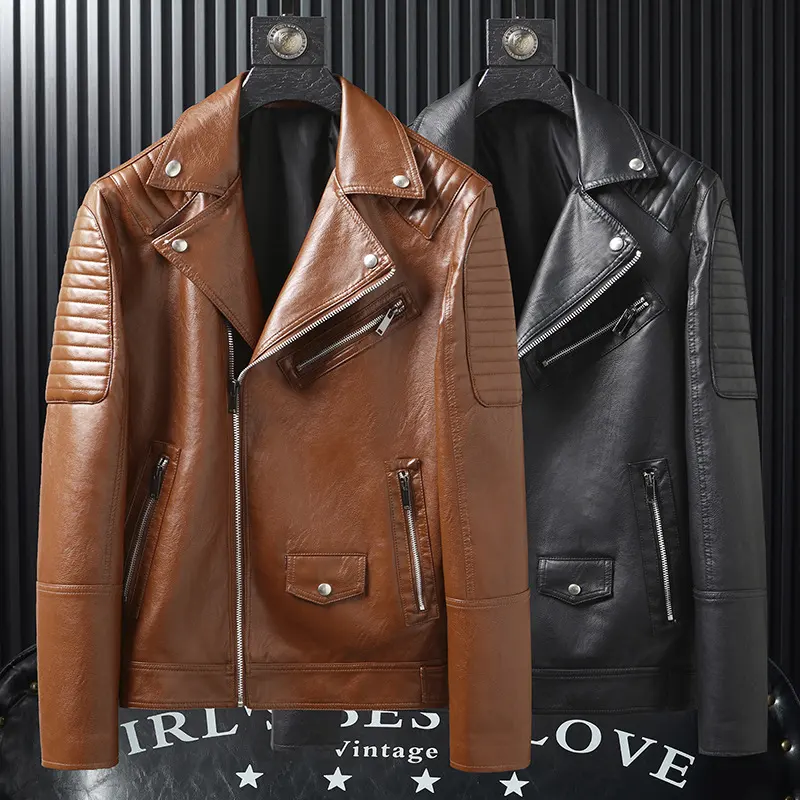 Spring and Autumn Slim-fitting Biker Leather Jacket