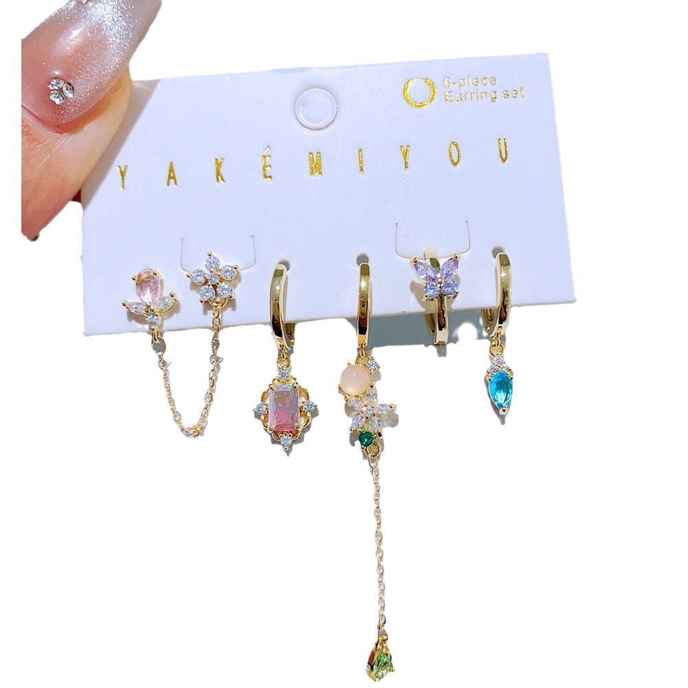 New Light Luxury Zircon Earrings Earring Set