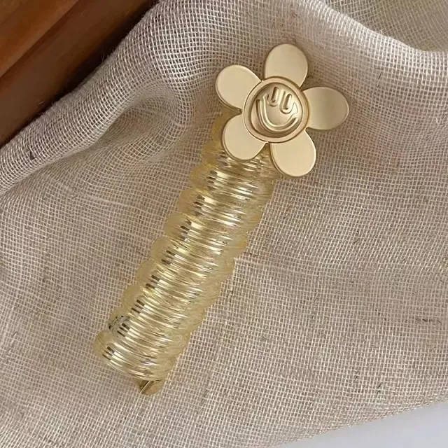 Fashion High Ponytail Telephone Line Headdress Golden Flower Smiley - Shop at LoveMi