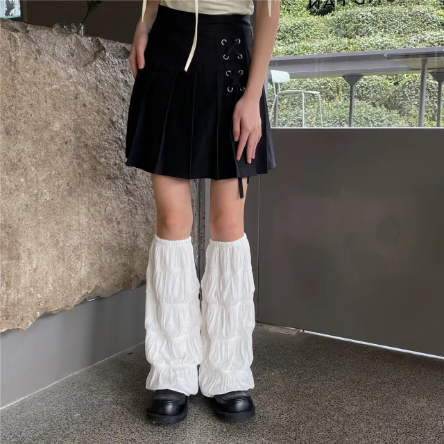 Women's Fashion Solid Color Long Tube Leg Hiding Wide Leg Foot Sock White - Shop at LoveMi
