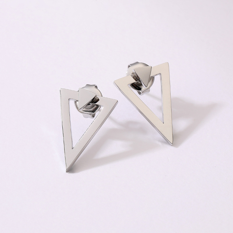 Creative Design Double-Layer Geometric Hollow Triangle Stud Earrings