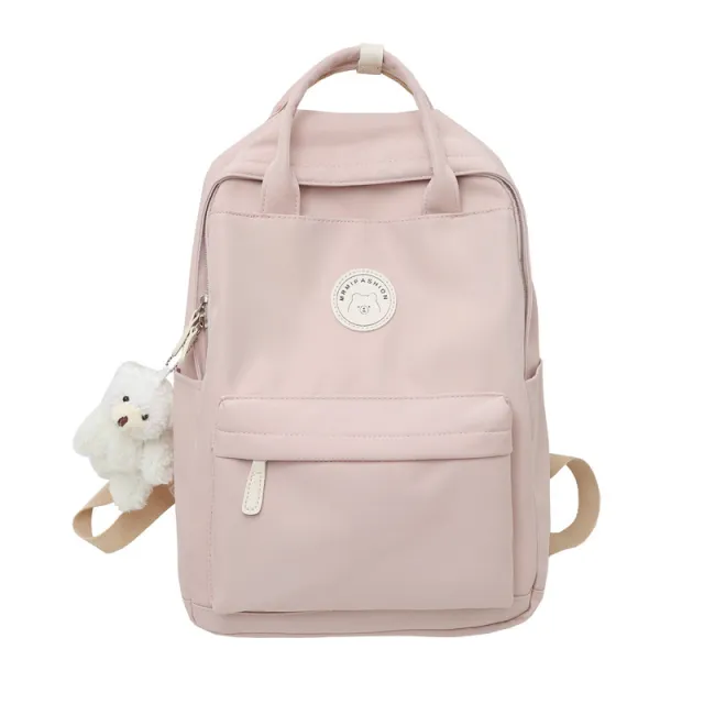Large Capacity Solid Color Nylon Backpack Pink - Shop at LoveMi