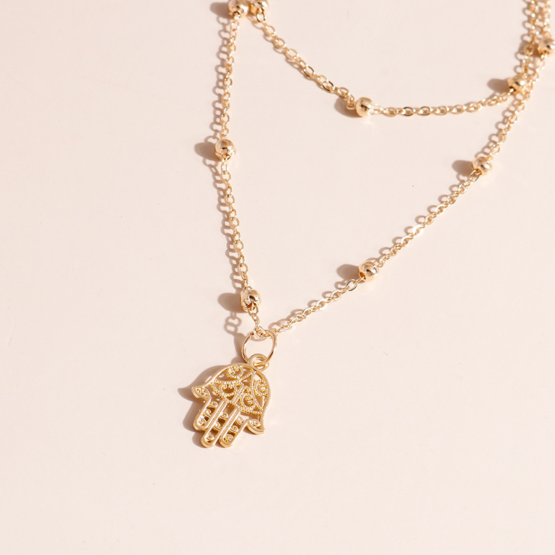Retro Simple Metal Round Beads Palm Necklace