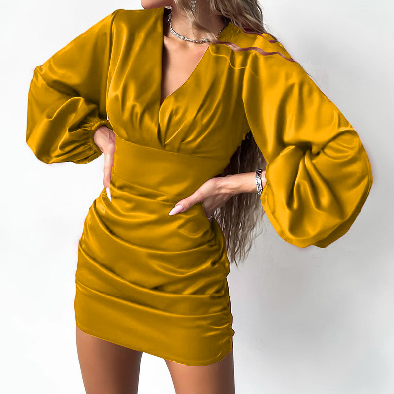 Women's Fashion Long Sleeve Slim-fit Mini Sheath Dress