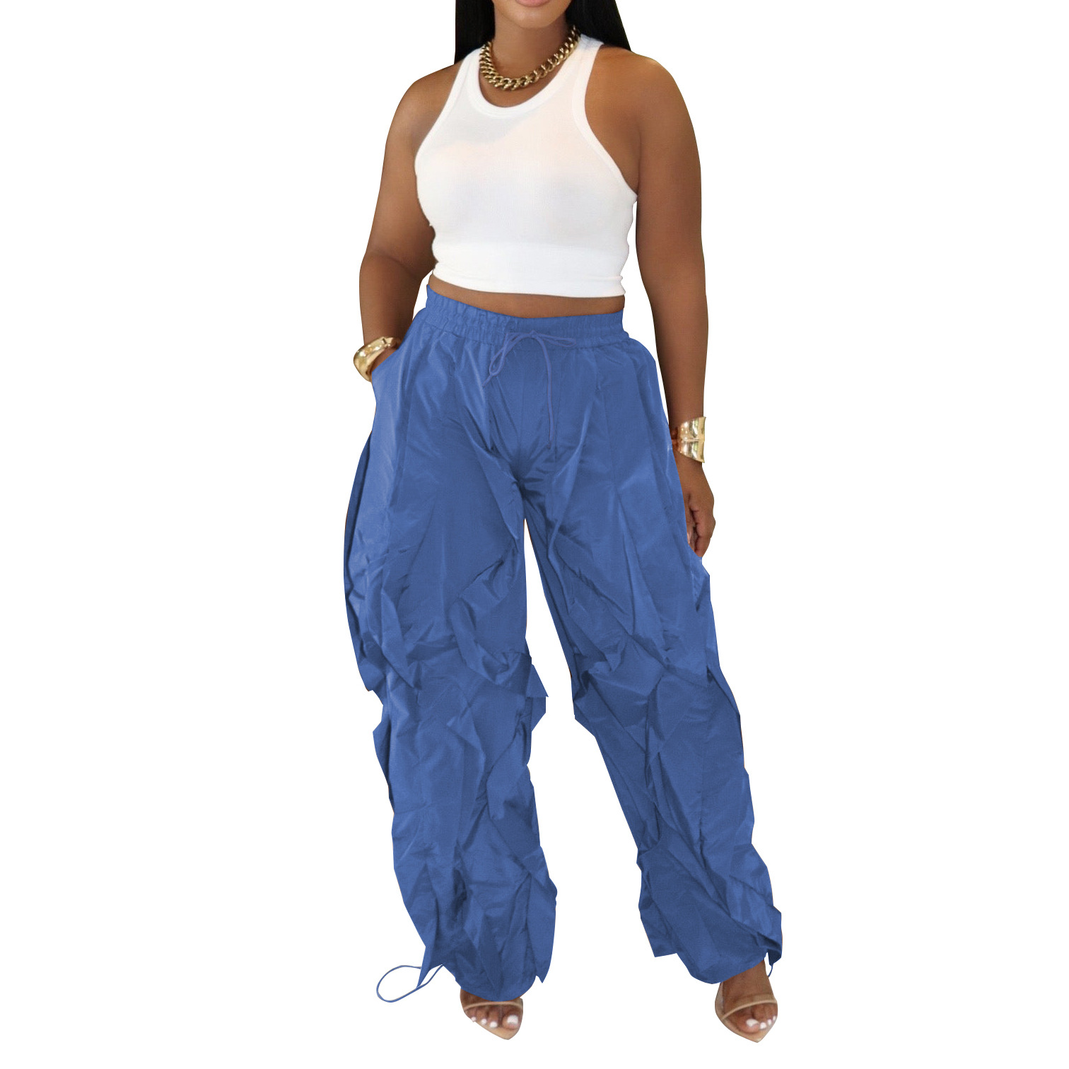 Elegant Commuter Stitched Lace Loose-Fit Trousers
