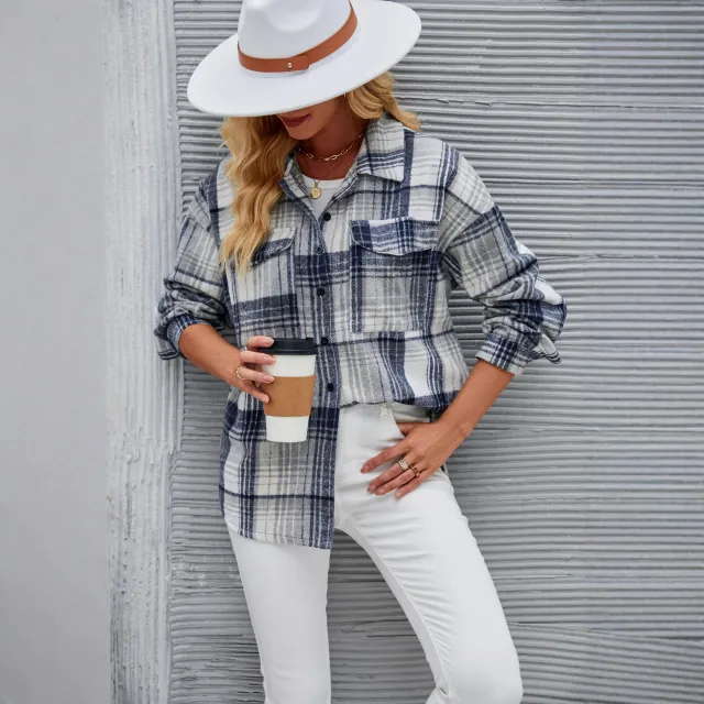 Women's Casual Shirt With A Turn down Collar And Buttoned Placket Picture Color L - Shop at LoveMi