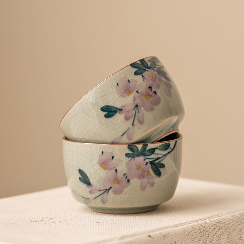 Pure Hand Drawing Borneol Magnolia Master Cup Household Ceramic Cup Tea Brewing Cup