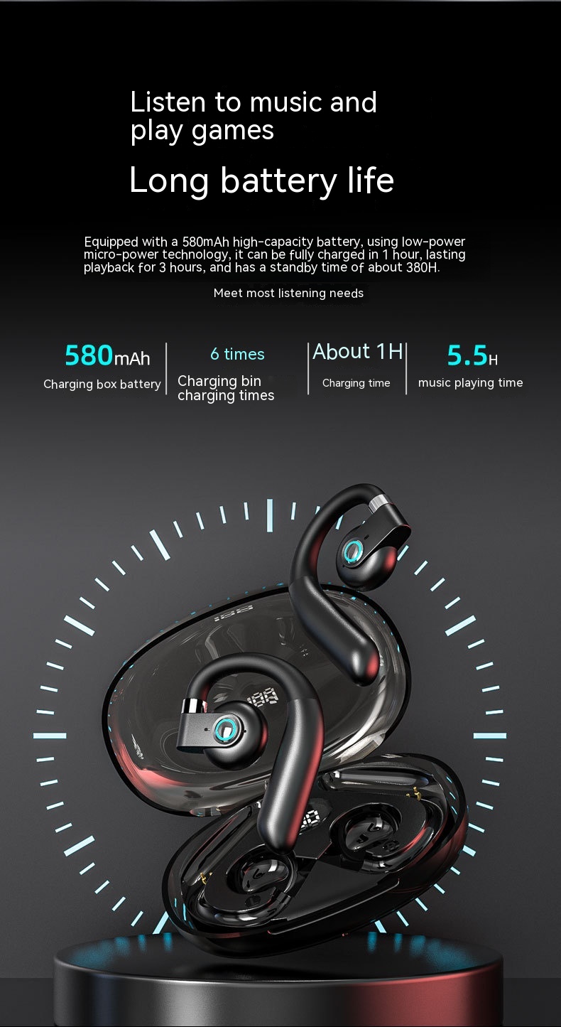 Conduction Bluetooth Headset Ear-mounted Non In-ear Ultra-long Life Battery Wireless