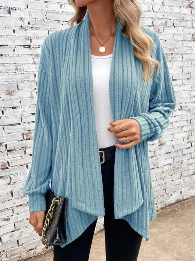 Cross border Foreign Trade Temu Long Sleeve Loose Cardigan Coat Sky Blue - Shop at LoveMi
