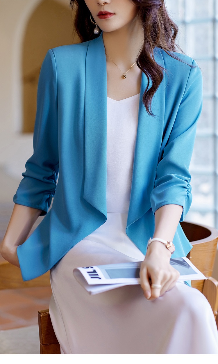 Thin Casual 34 Sleeve Short Suit Top