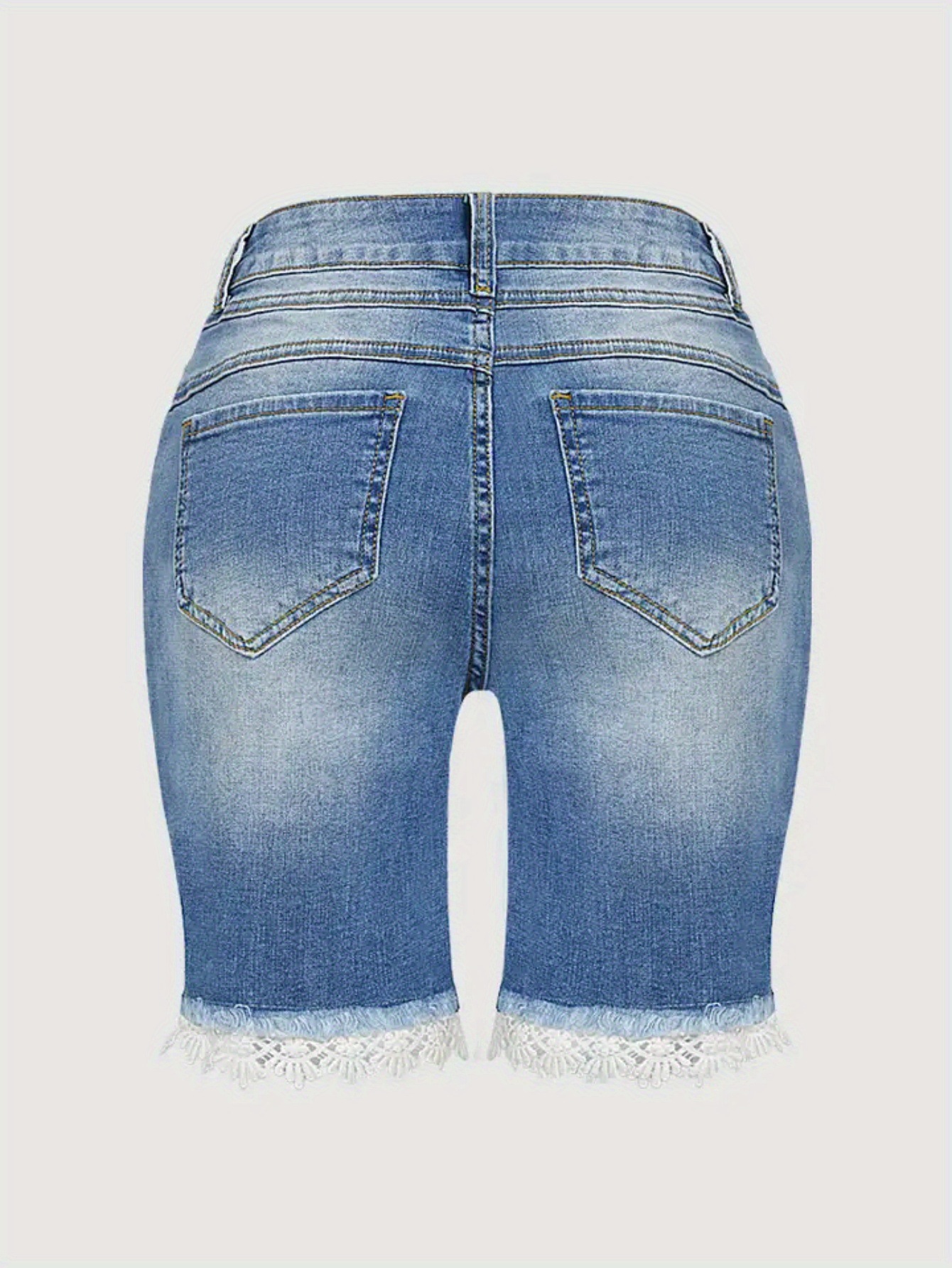 Chic Light Blue High-waisted Plus Size Denim Shorts With