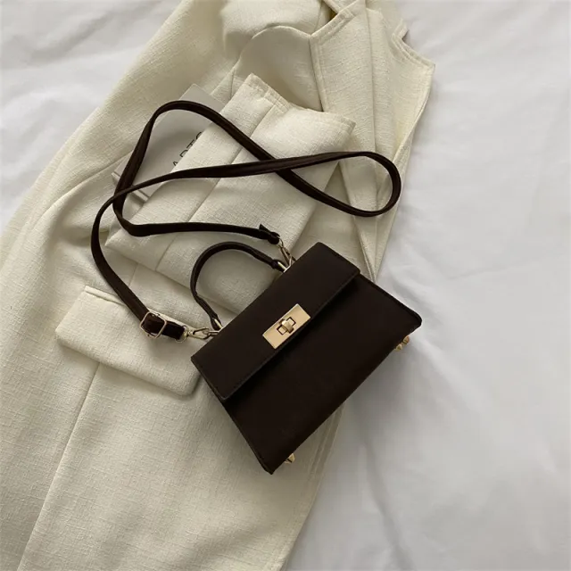 Color Bag Fashionable Simple High grade Pattern Western Style Portable Crossbody Bag Coffee - Shop at LoveMi