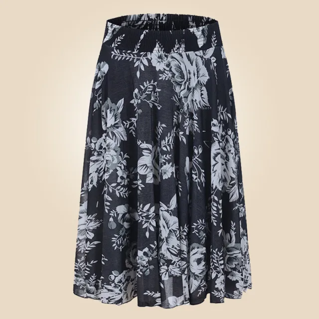 Ice Silk Double Elastic Waist Dancing Dress Big White Flower - Shop at LoveMi