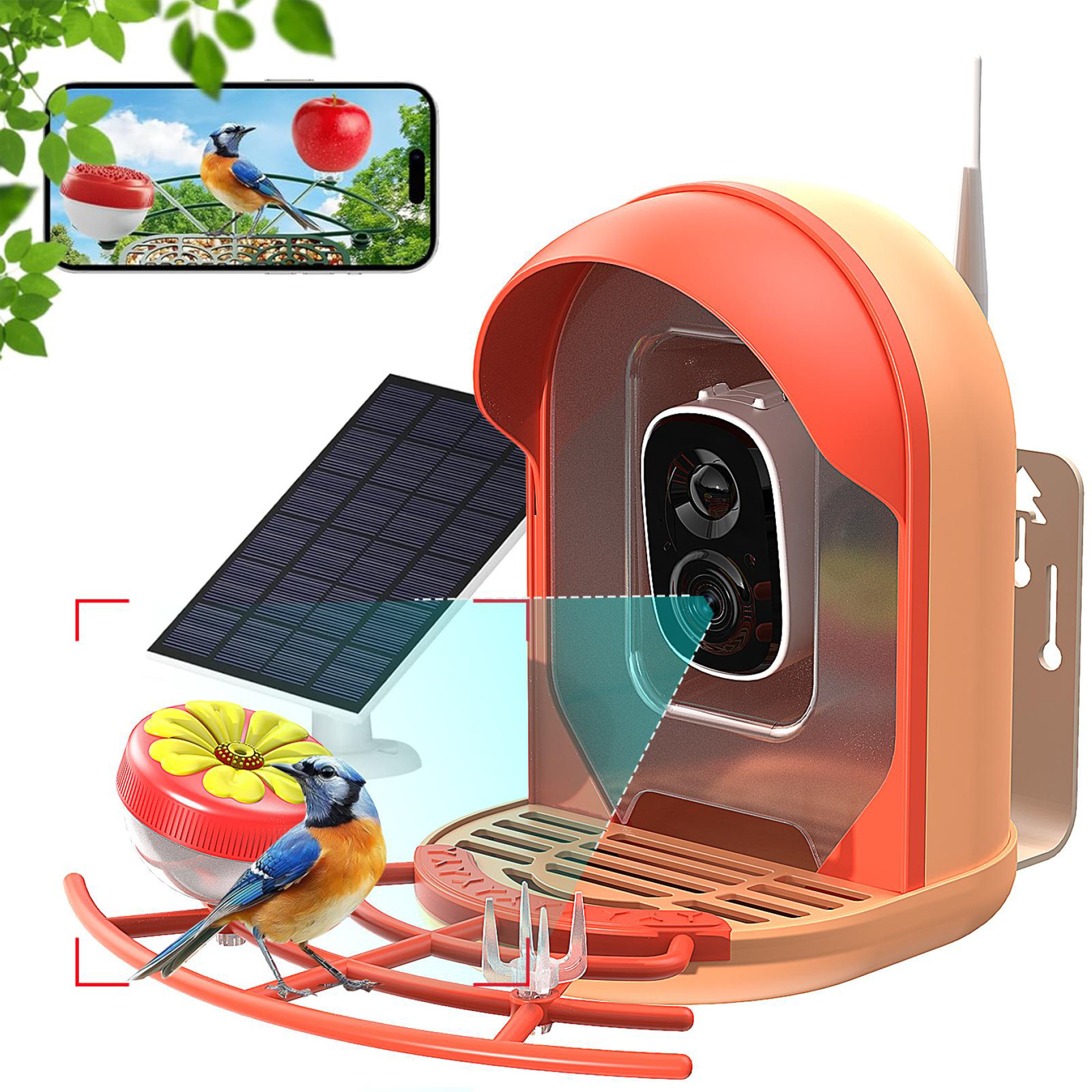 Smart Bird Feeder With AI-powered Camera Outdoor Solar Charging 11