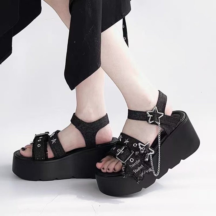 Lazy-style Thick-soled Outdoor Sandals With Belt Buckles For Women
