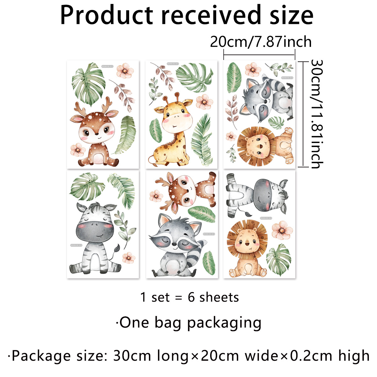 Title 7, Set Of 6 Monkey Elephant Tiger Giraffe Cartoon ...