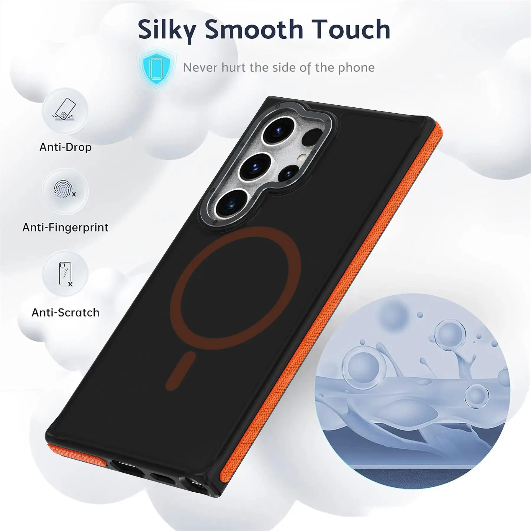 Shockproof Anti-fall Two-color Magnetic Skin Feeling Phone Case