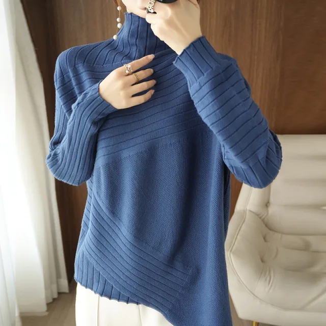 Women's Long sleeved Sweater Plus Size Sweater Blue - Shop at LoveMi