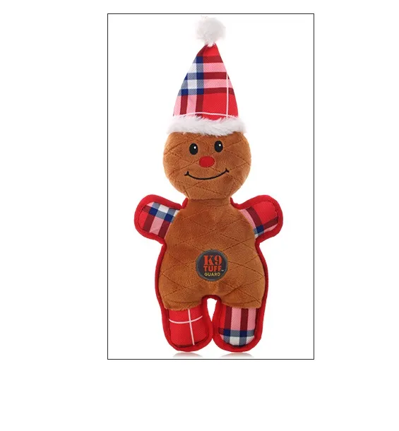 Christmas Teddy Husky Bite resistant Molar Interactive Pet Sounding Toy Gingerbread Man - Shop at LoveMi